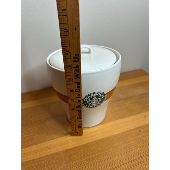 Starbucks logo ceramic cookie jar or coffee beans holder sealed with lid storage - Picture 8 of 8